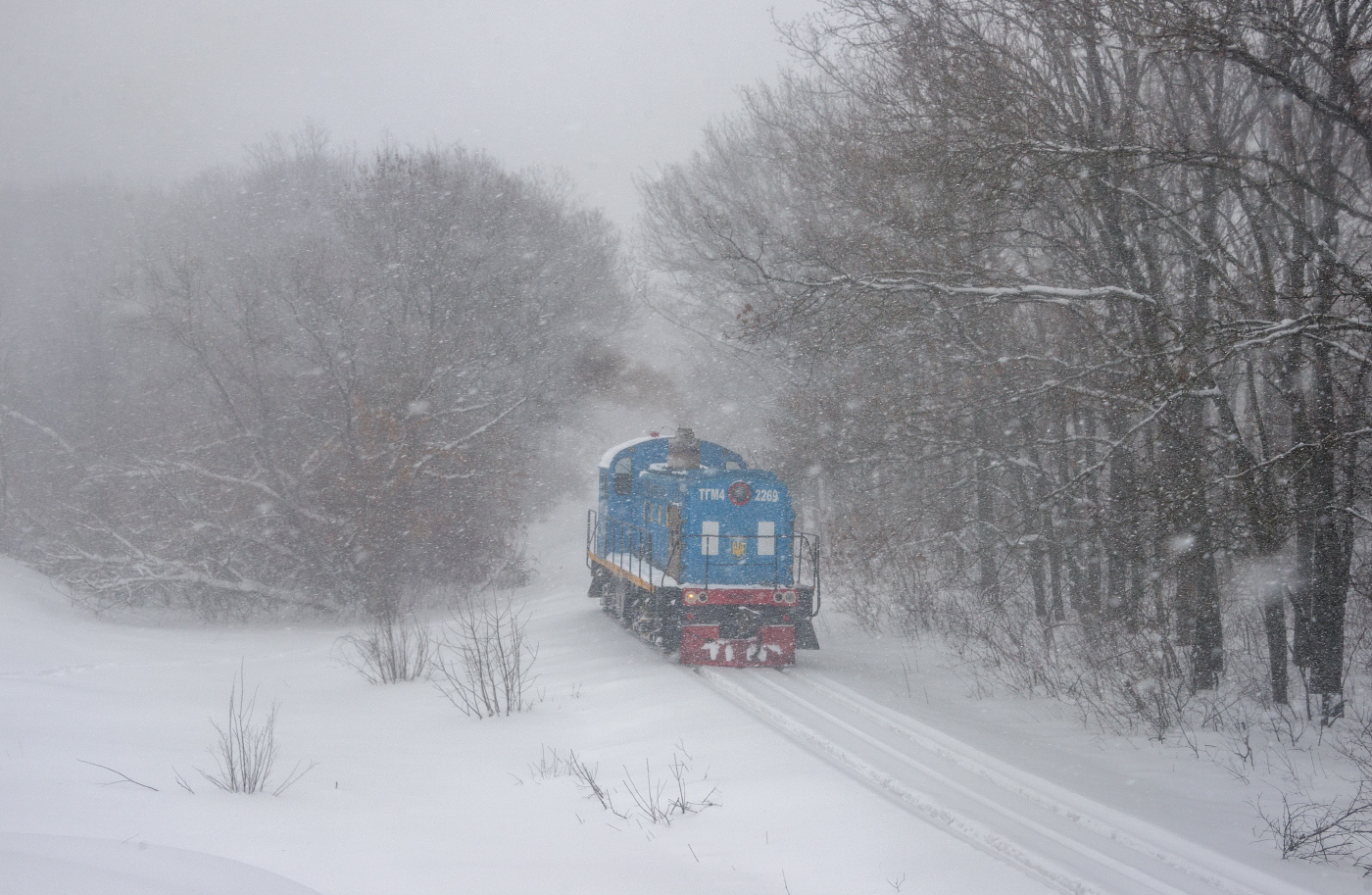 #ТГМ4-2269, Кіровоградська філія Київ-Дніпровського МППЗТ, #ППЗТ #сніг #завірюха. Кіровоградська область, Кропивницький