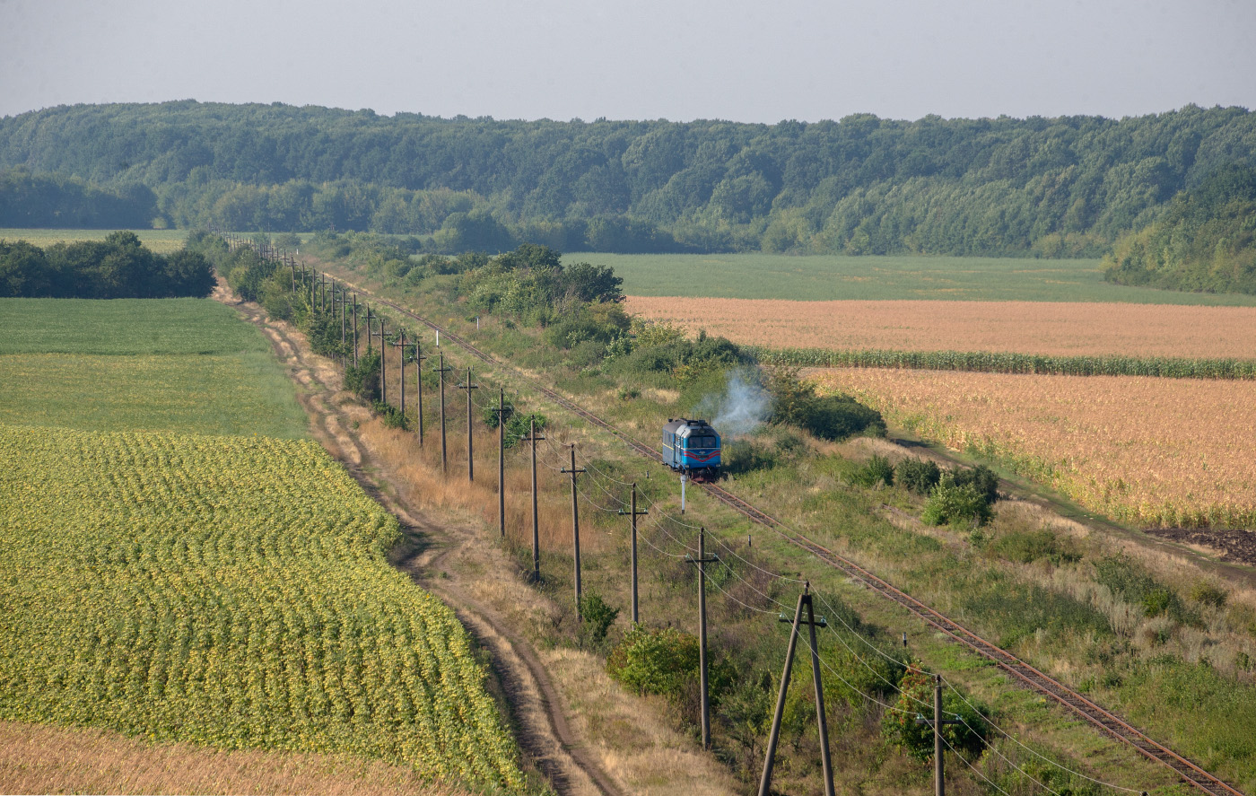 Тепловоз ТУ2-179 на перегоні Гайворон - Грушка. Кіровоградська область