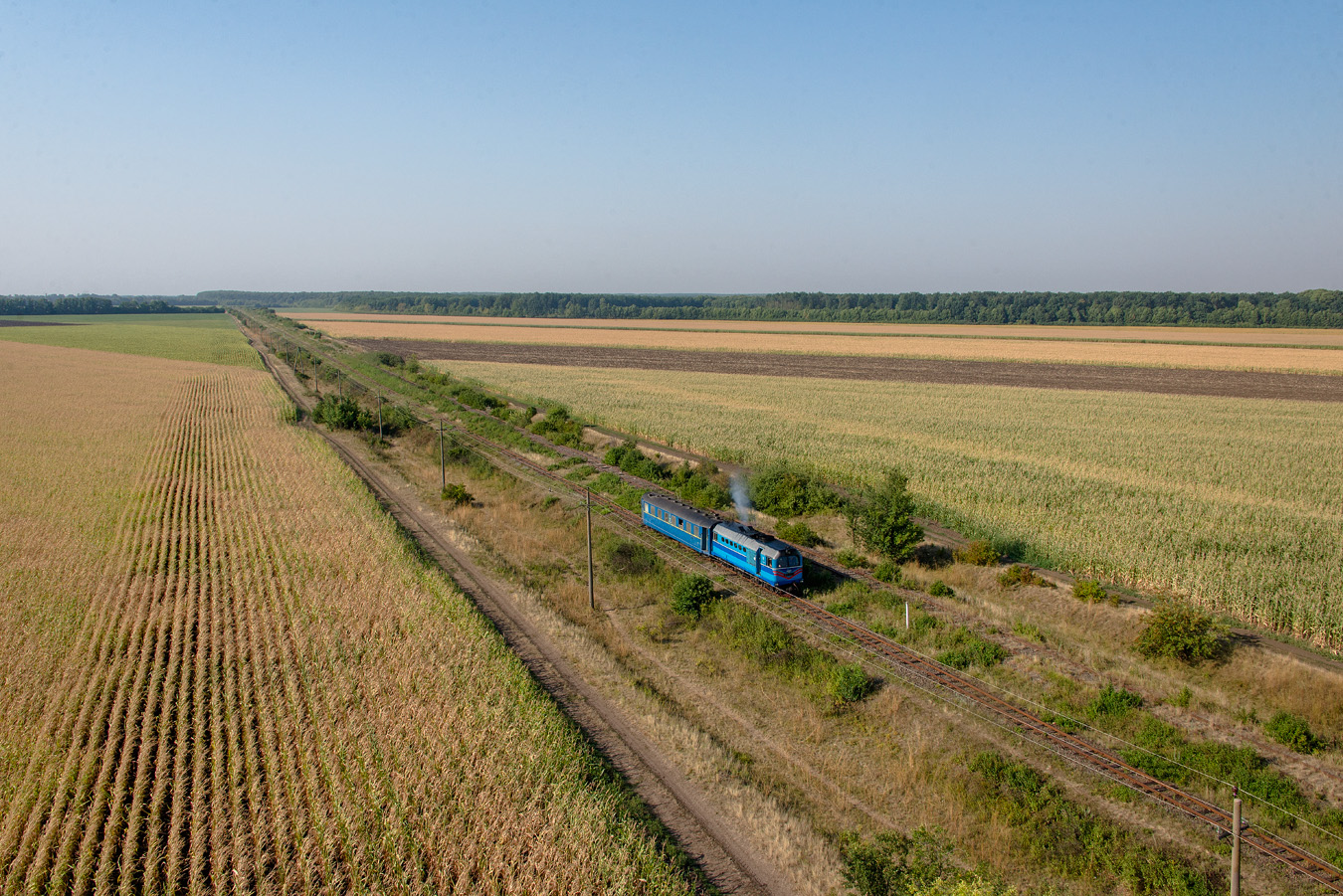 Тепловоз ТУ2-179 на перегоні Гайворон - Грушка. Кіровоградська область